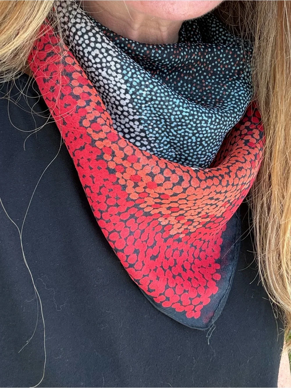 Vintage Made in Italy Abstract Geometric Square Scarf 26x26 Red Black Teal